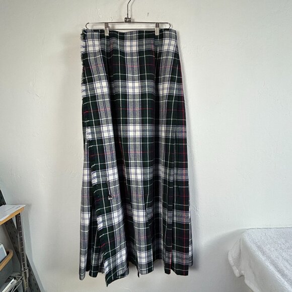 Vintage Geoffrey Tailor Highland Crafts Scottish Wool Plaid Pleated Maxi Skirt - Picture 2 of 7